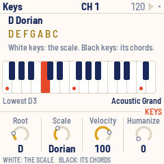 The Keys page: D Dorian