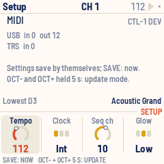 The Setup page, the tempo just turned