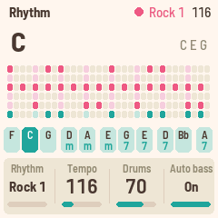 FoMni-1's rhythm page: the Rock 1 pattern