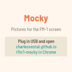 Mocky's welcome screen on the FM-1