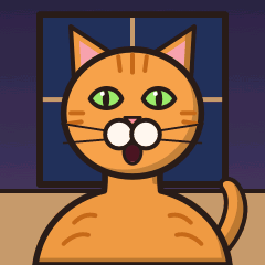 The screen: Razor, a ginger cat, singing in front of a night window