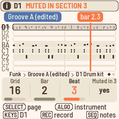 The Band page, with D1 muted