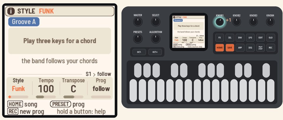 KNOB 1 (Style) turned to Funk on the Home page