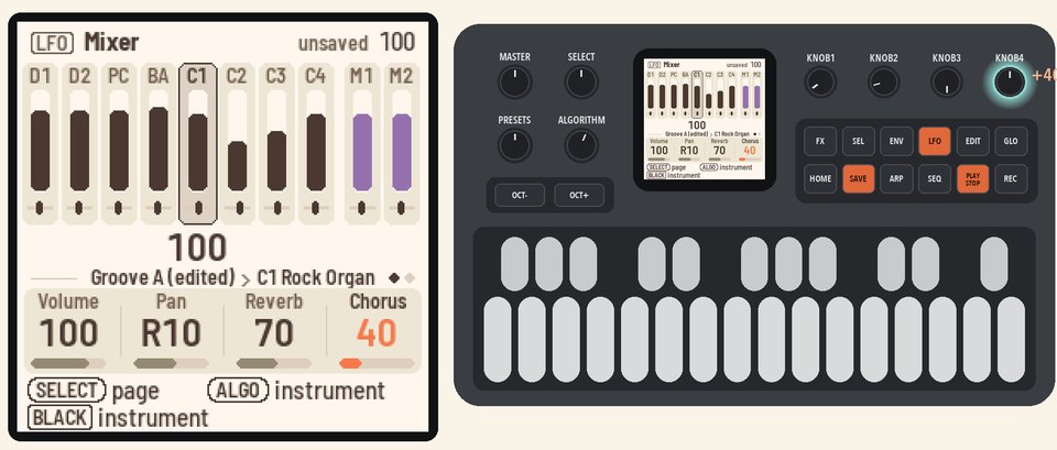 C1's sends: reverb 70, chorus 40