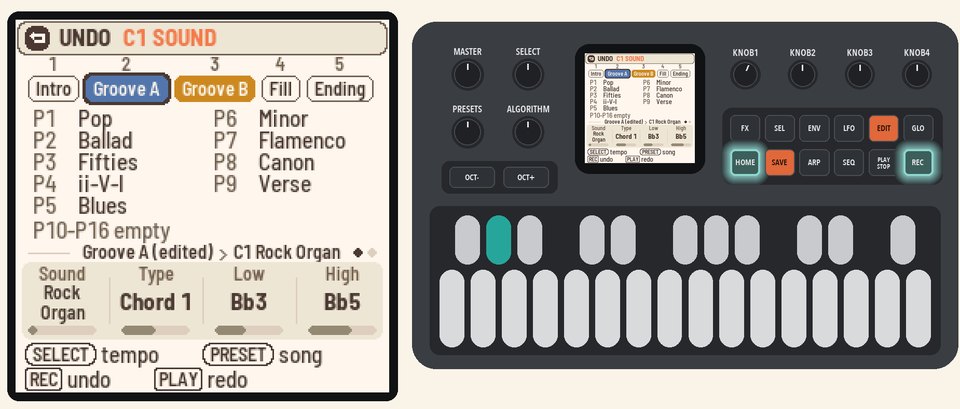 HOME held, REC pressed: UNDO C1 SOUND