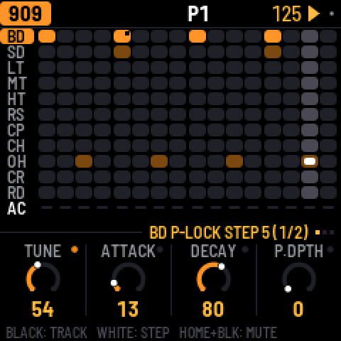 A p-lock: the kick's own TUNE on step 5